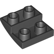 Lego destička 2x2 půl oblouku zakulacená hladká invertovaná, černá (6211476)